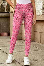 Leopard Print Wide Waistband Skinny Pants