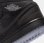 Air Jordan 1 Mid Grade School Basketball Shoes (Black/White/Wolf Grey)