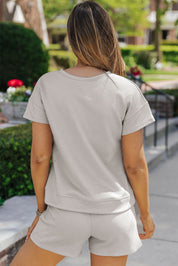 Textured Round Neck T-Shirt and Shorts Set