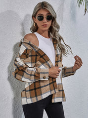 Plaid Button Down Collared Jacket