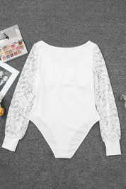 Lace Detail Scoop Neck Long Sleeve Bodysuit