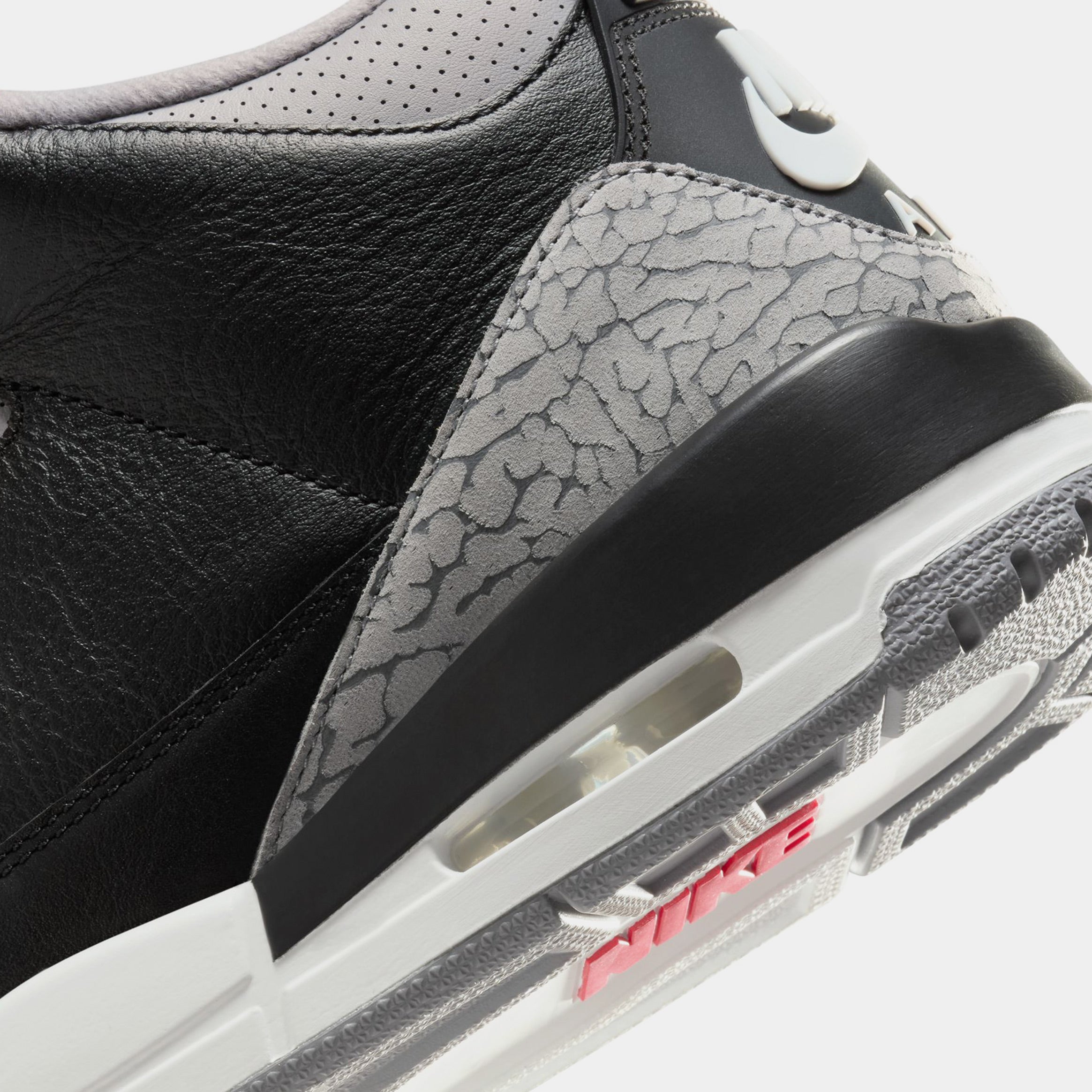 Air Jordan 3 Retro Black Cement Mens Lifestyle Shoes (Black/Fire Red/Cement Grey/Summit White) Free Shipping