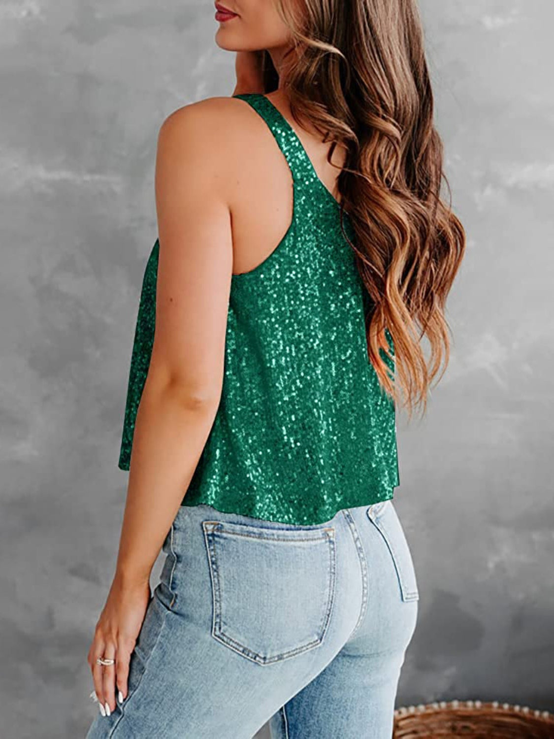 Sequin Scoop Neck Tank