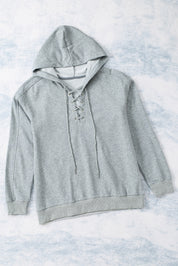 Lace Up Long Sleeve Hoodie