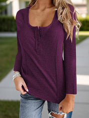 Full Size Scoop Neck Long Sleeve T-Shirt