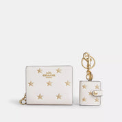 Coach Outlet Boxed Snap Wallet And Picture Frame Bag Charm With Star Print