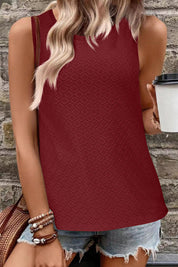 Eyelet Round Neck Tank