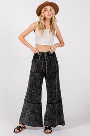 SAGE + FIG Mineral Washed Terry Wide Leg Pants