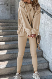 Round Neck Dropped Shoulder Sweatshirt and Pants Set