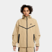 Tech Woven Full Zip Up Mens Hoodie (Parachute Beige/Black)