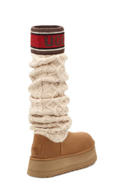 Women's Classic Sweater Letter Tall Boot In Chestnut