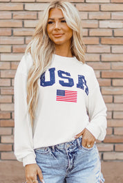 Letter Graphic Round Neck Long Sleeve Sweatshirt