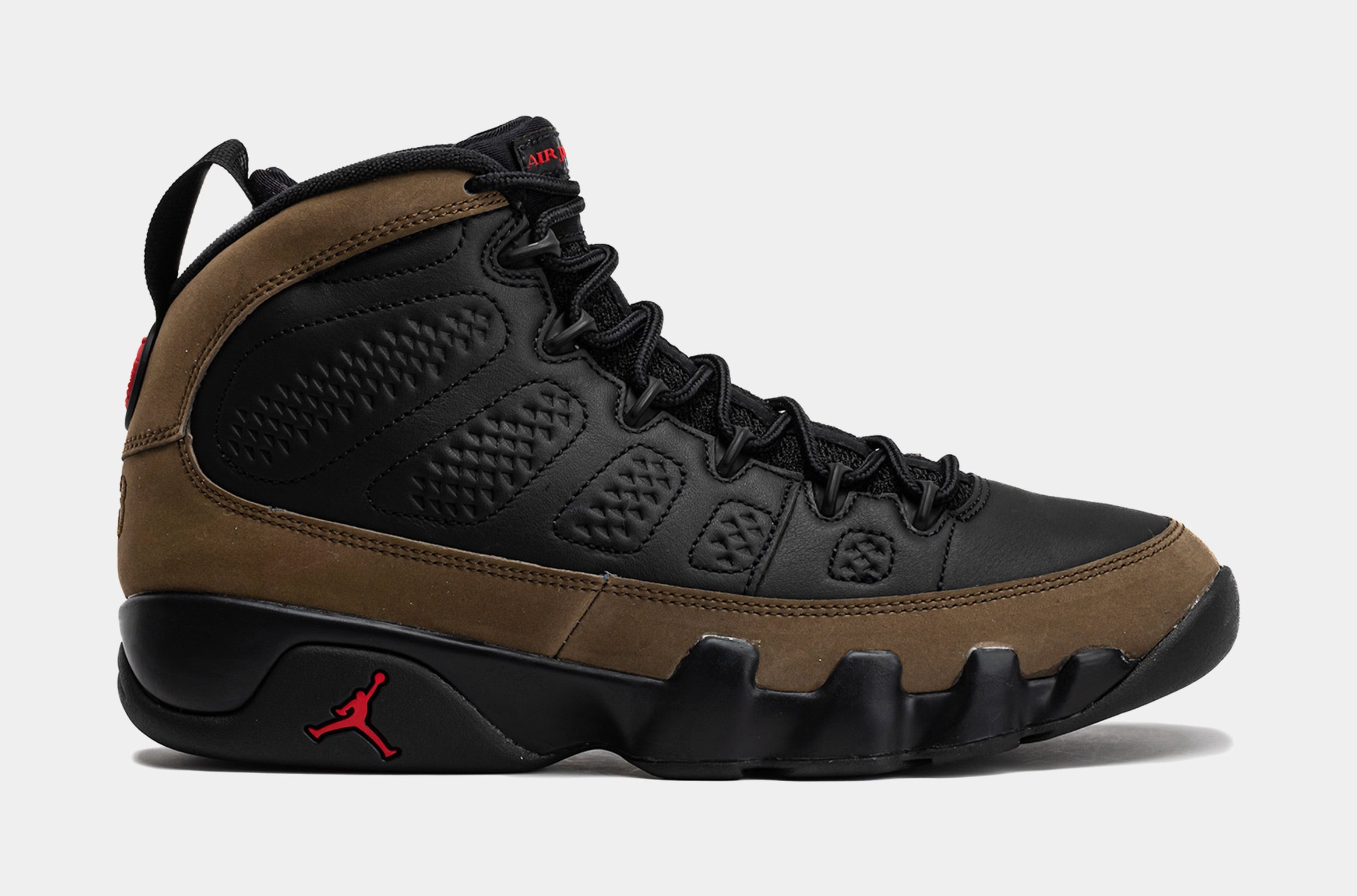 Air Jordan 9 Retro Olive Mens Lifestyle Shoes (Black/True Red/Light Olive)