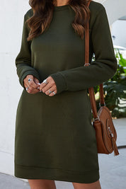 Ivy Lane Round Neck Long Sleeve Mini Dress with Pockets