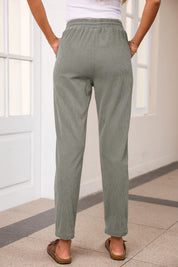 Drawstring Straight Pants with Pockets