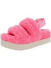 Oh Fluffita Womens Sheepskin Flatform Slingbacks