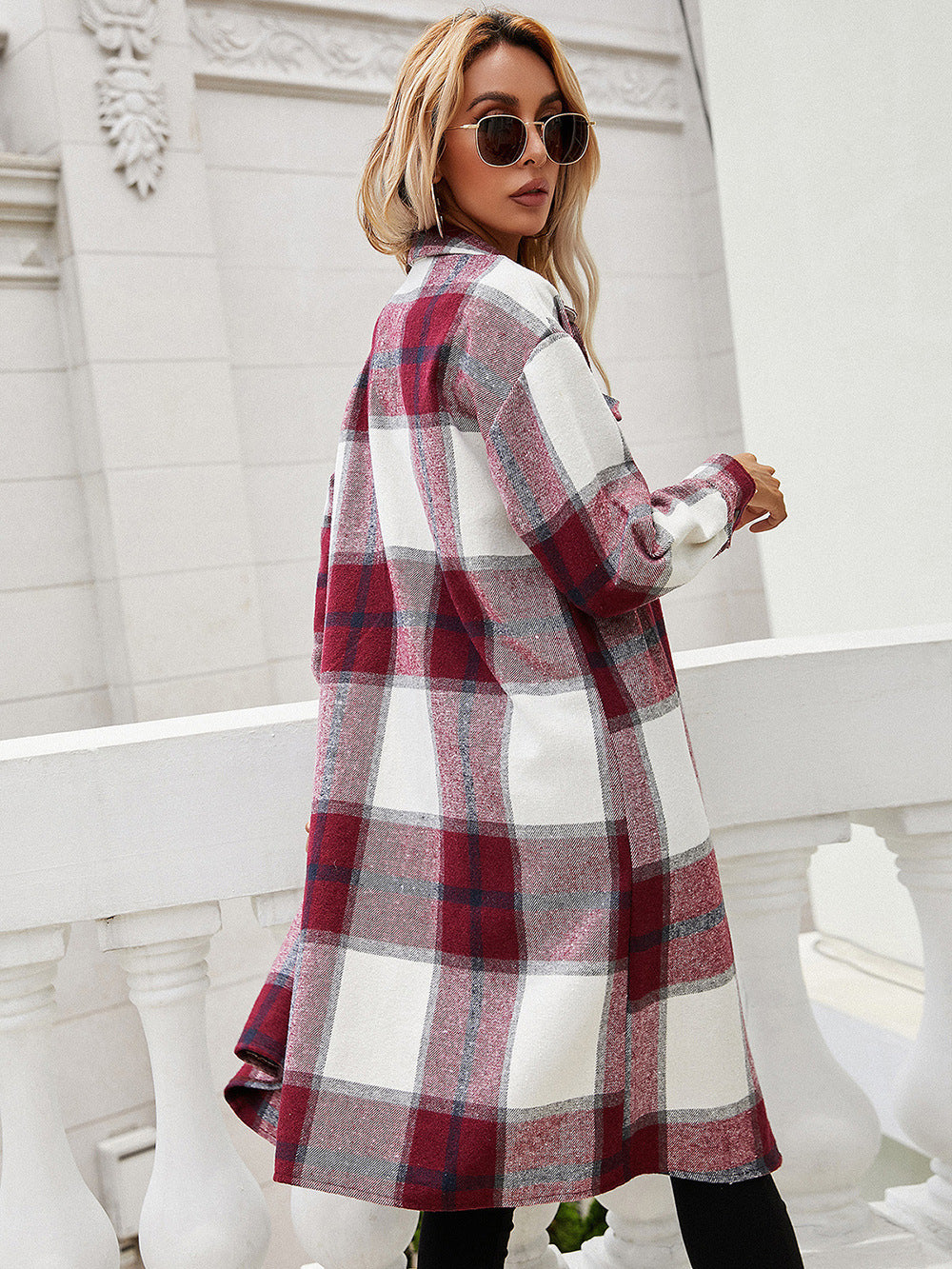 Ivy Lane Plaid Longline Shirt Jacket