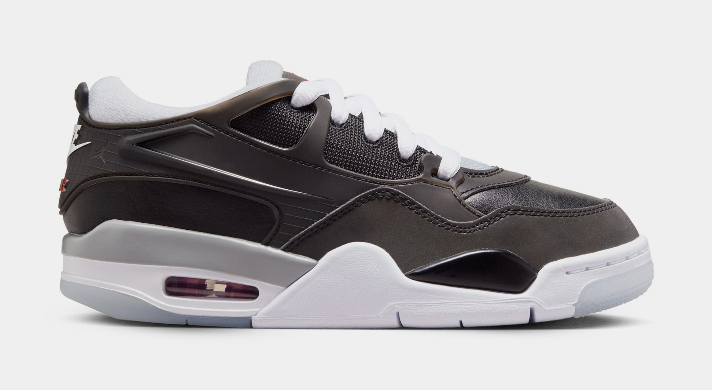 Air Jordan 4 RM Black Metallic Grade School Lifestyle Shoes (Black/Wolf Grey/White/Fire Red)