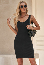 Ribbed Sleeveless V-Neck Dress