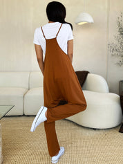 Double Take Full Size Sleeveless V-Neck Pocketed Jumpsuit