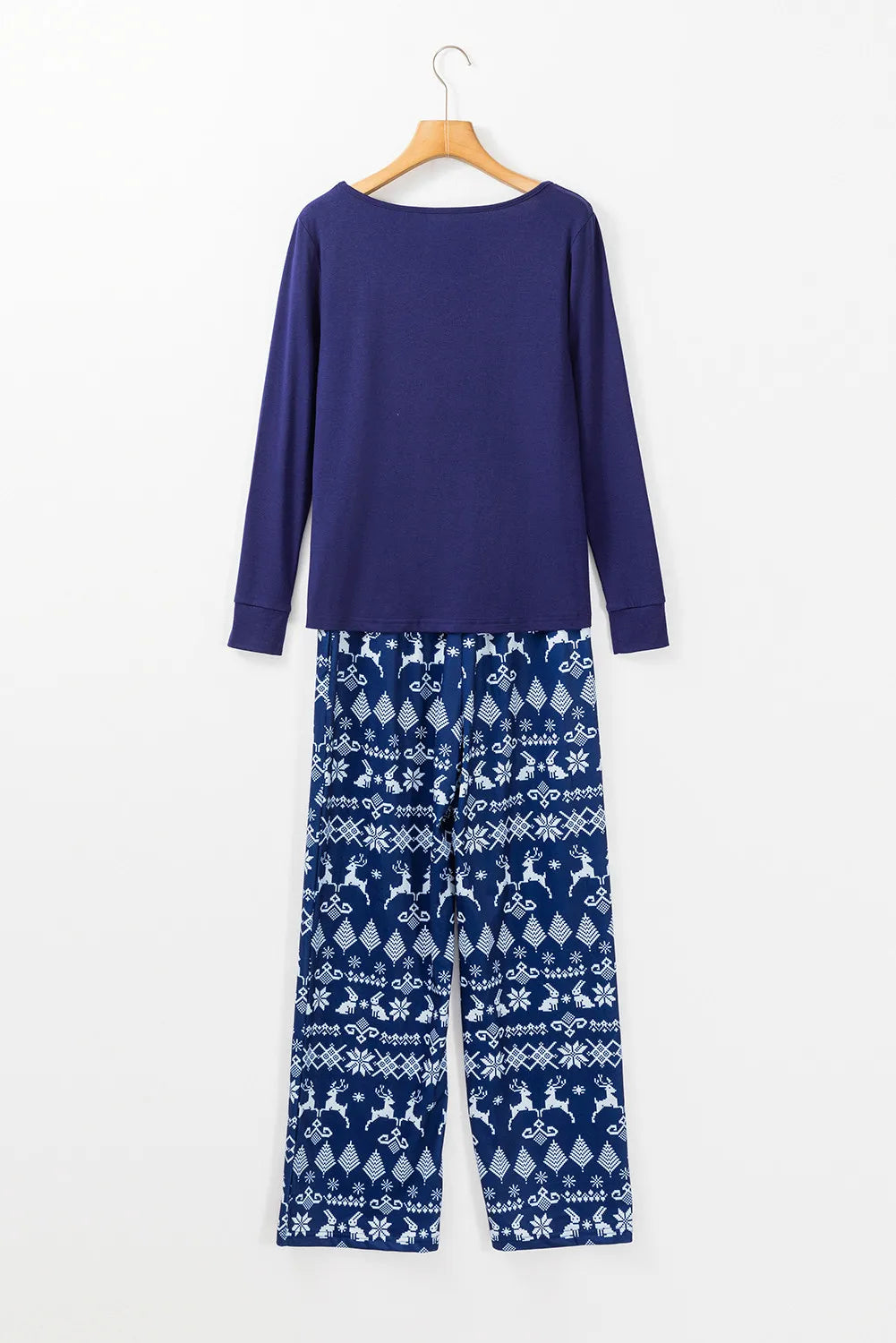 Round Neck Long Sleeve Top and Printed Pants Lounge Set