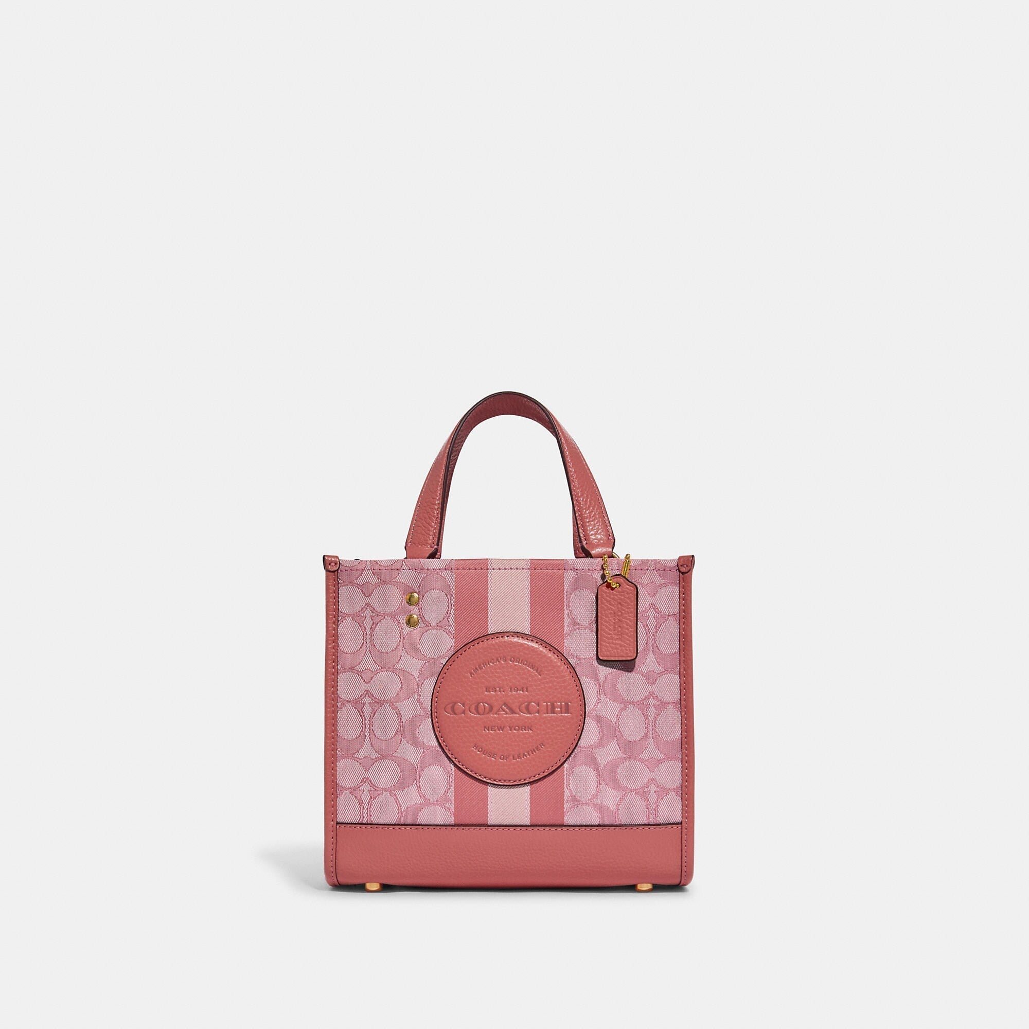 Coach Outlet Dempsey Tote 22 In Signature Jacquard With Stripe And Coach Patch