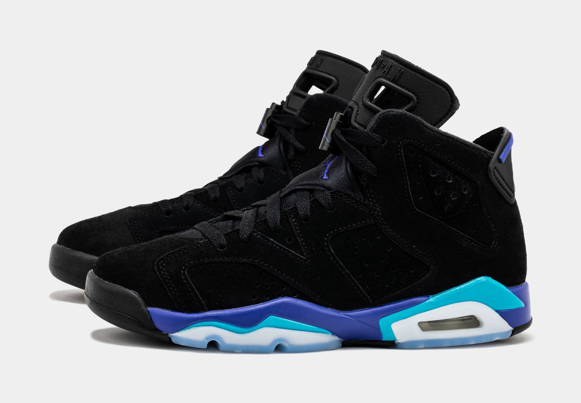 Air Jordan 6 Retro Aqua Grade School Lifestyle Shoes (Black/Aquatone/Bright Concord)