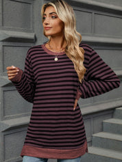 Striped Round Neck Long Sleeve T-Shirt