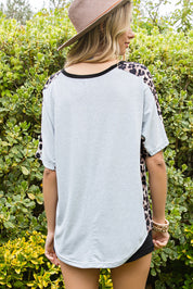 Leopard Bow Round Neck Half Sleeve T-Shirt