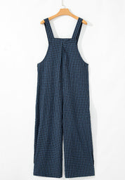 Plaid Wide Strap Wide Leg Overalls