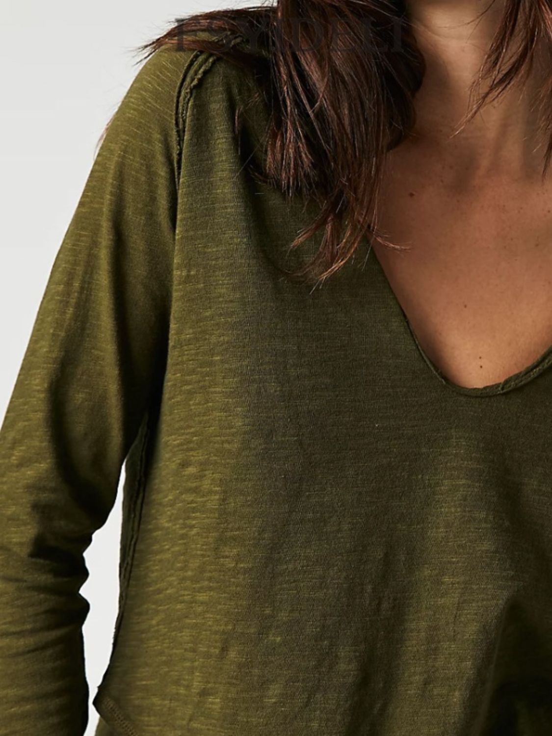 Exposed Seam Notched Long Sleeve T-Shirt