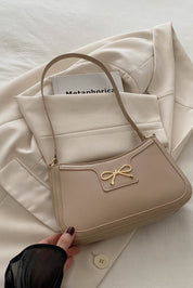 Bow Trim PU Leather Shoulder Bag