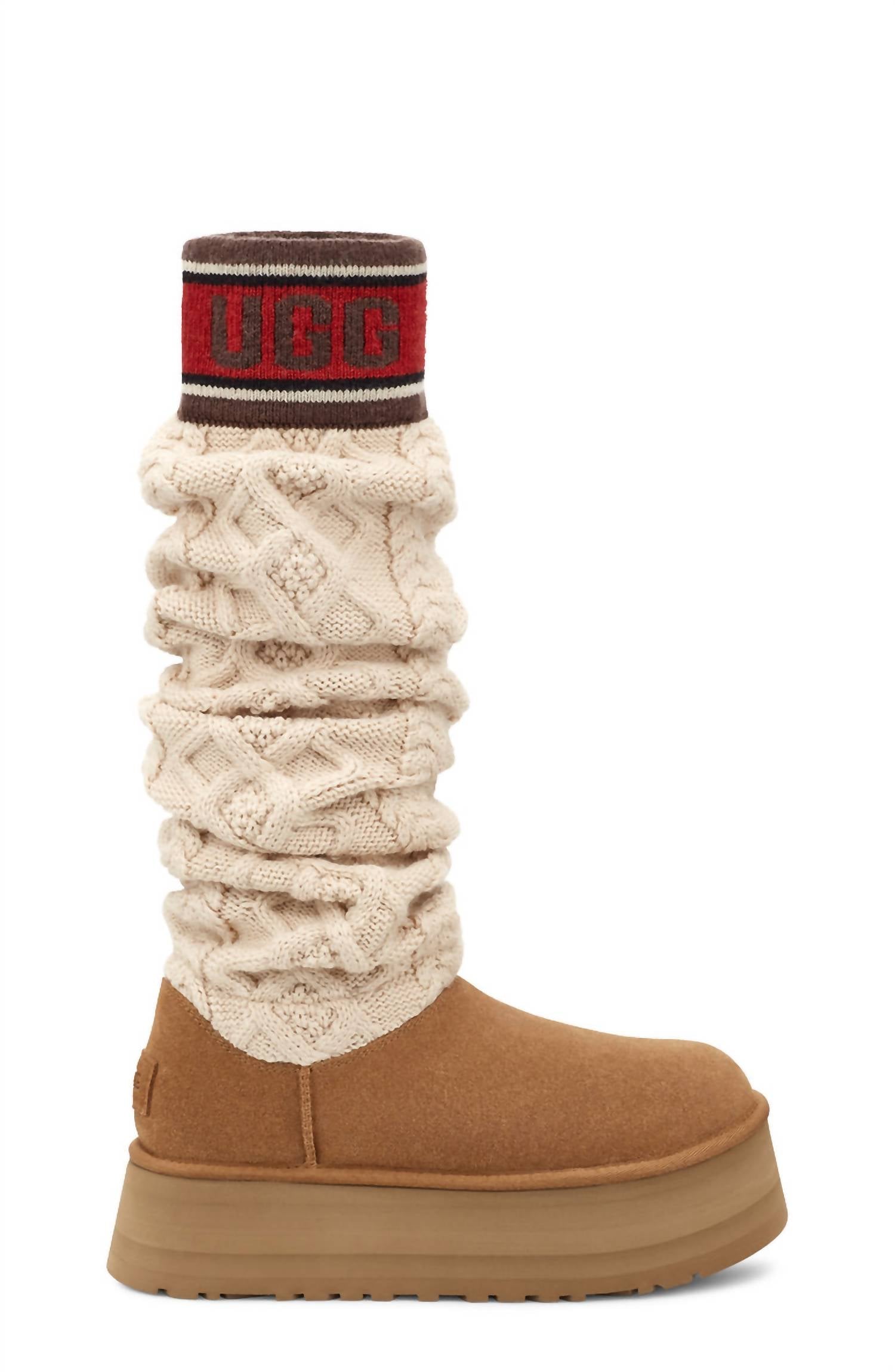 Women's Classic Sweater Letter Tall Boot In Chestnut