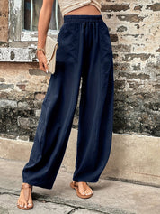 Elastic Waist Pants with Pockets