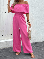 Perfee Off-Shoulder Wide Leg Jumpsuit