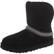 Classic Short Crescent Womens Suede Pull On Winter Boots