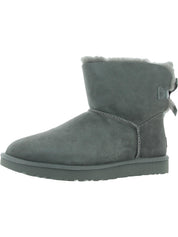 Mini Bailey Bow II Womens Suede Shearling Winter Boots