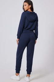 Drawstring Half Zip Hoodie and Joggers Active Set