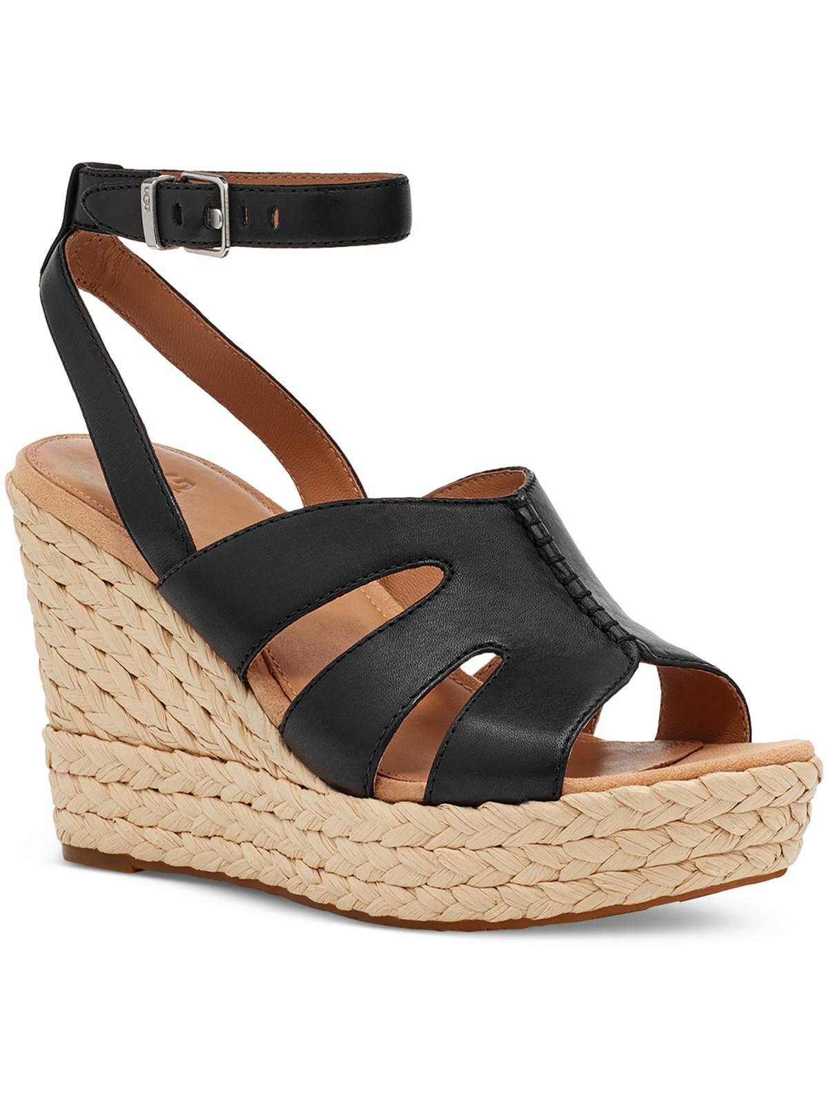 Careena Womens Leather Open Toe Wedge Sandals