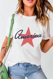 Star Round Neck Short Sleeve T-Shirt