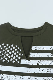 US Flag Graphic Cutout Round Neck Tank