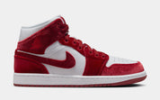 Air Jordan 1 Retro Mid Red Velvet Womens Lifestyle Shoes (White/Black/White/Team Red)