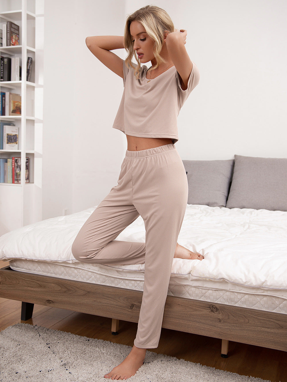 Ivy Lane Round Neck Short Sleeve Top and Pants Lounge Set