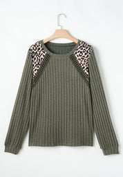 Leopard Round Neck Long Sleeve T-Shirt