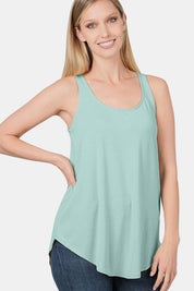 Zenana Round Neck Curved Hem Tank