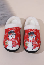 Snowman Round Toe Faux Fur Slippers