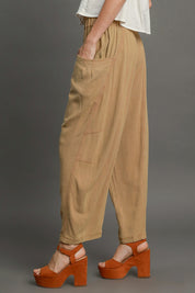 Umgee Elastic Waist Baggy Fit Pants with Pockets