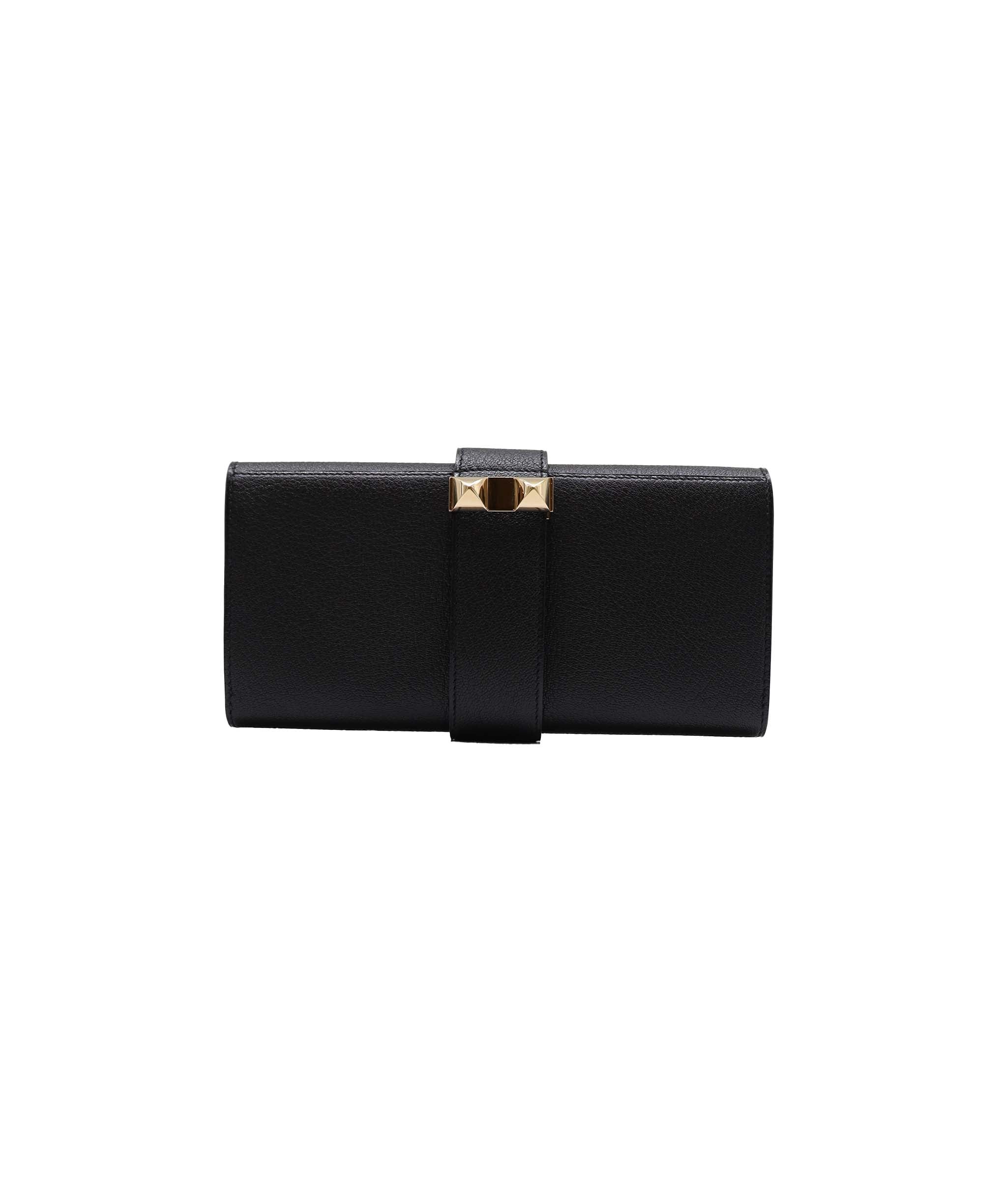 Hermes Medor Clutch Black Chevre Permabrass Hardware #D SKC1936