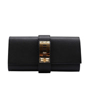 Hermes Medor Clutch Black Chevre Permabrass Hardware #D SKC1936