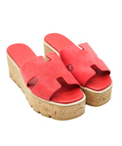 Hermes eze red suede mules size 39 AJL0257